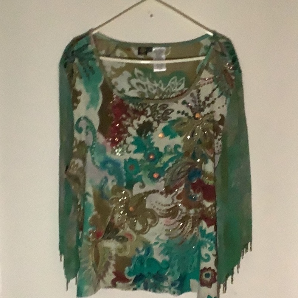 Bila Woman Tunic Length Top with Bead Embellishments